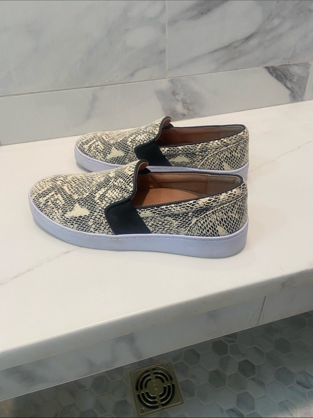 Snake-Print Slip-On Sneakers In Black And Cream